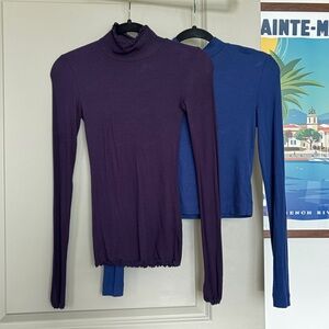 Aritzia Wilfred Purple and Blue Mock Neck Long Sleeve Set